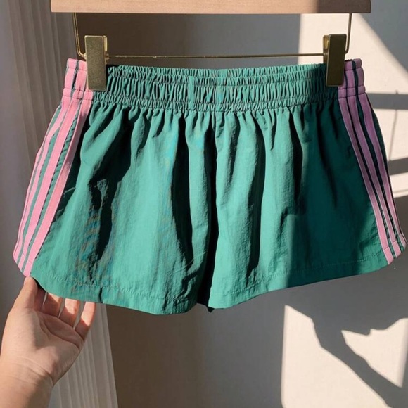 Dresses & Skirts - Green and Pink Striped Track Shorts | size Small | Brand New